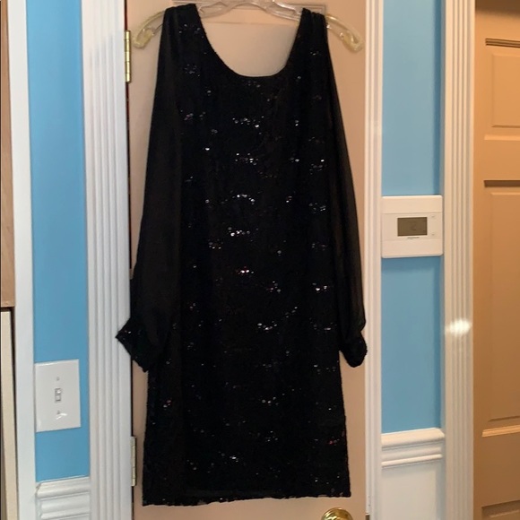 Collection Dress Barn Sheer Sleeves Mini Dress - Picture 2 of 9